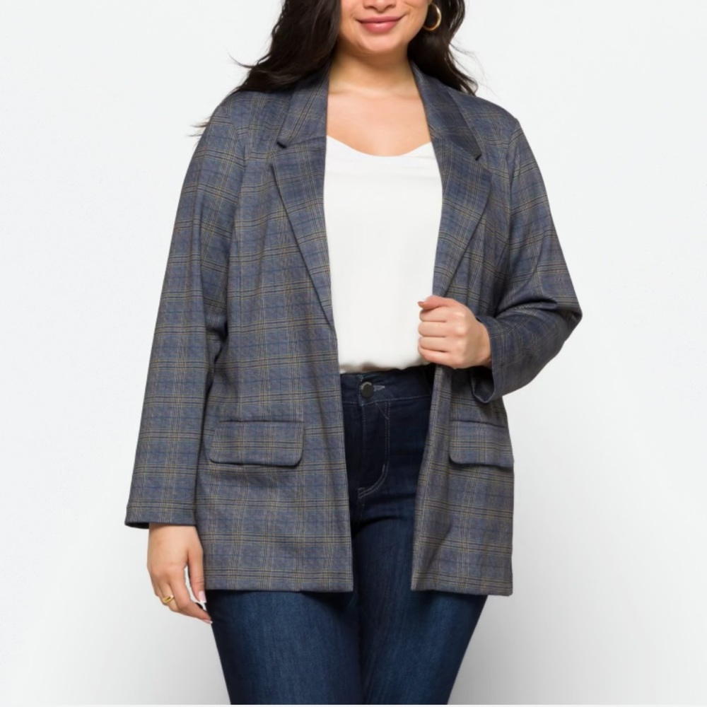 Liverpool plaid stretchy blazer